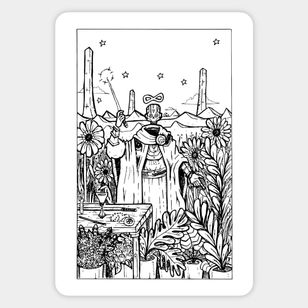 Black and White Tarot Magician Sticker by TheSludgeboss